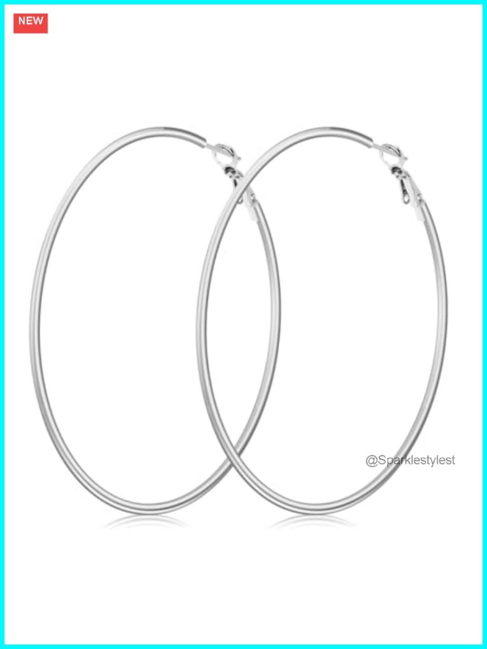 70mm Large Hoop Earrings Stainless Steel Big Hoops Click-Top